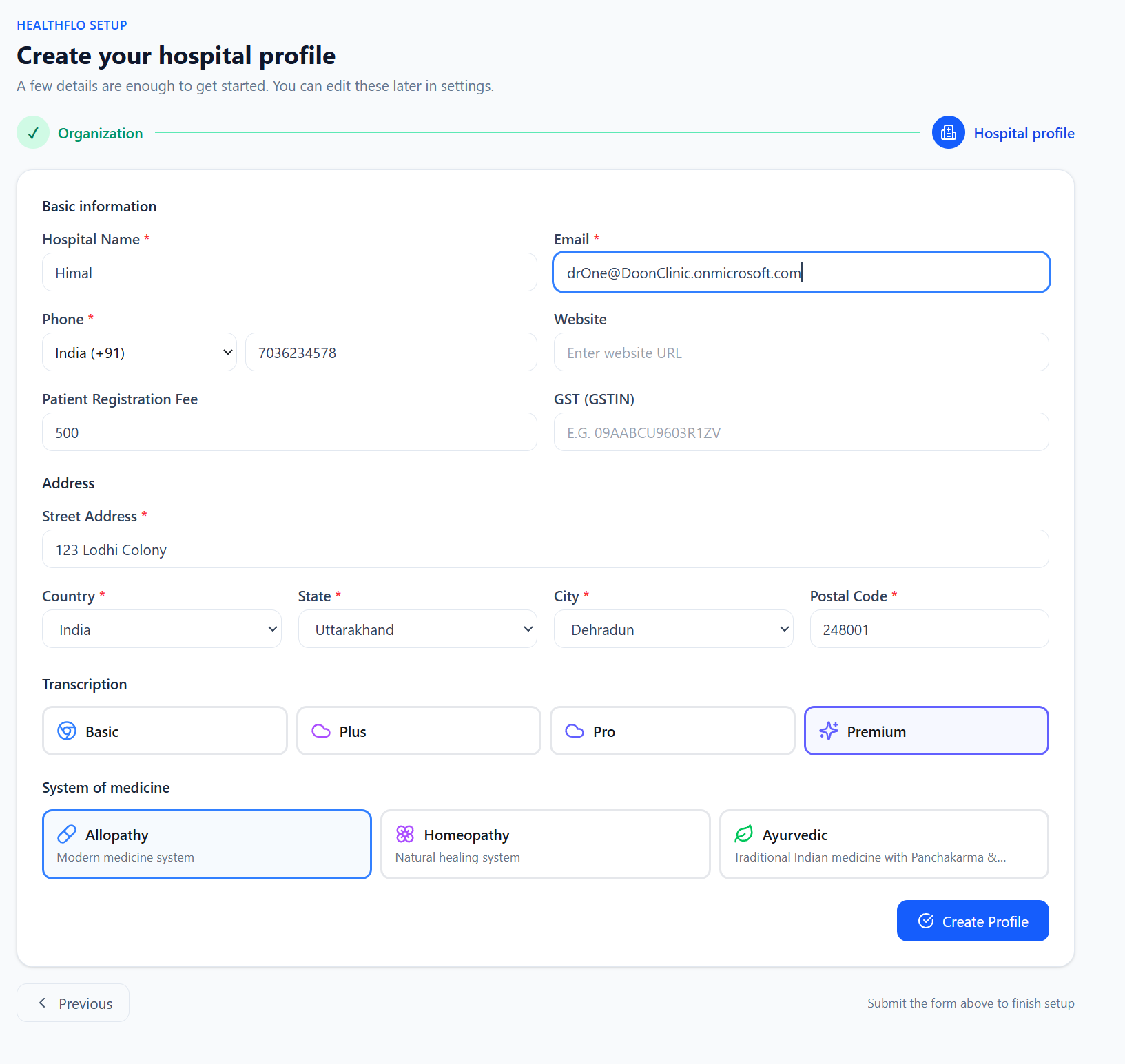 Create your clinic profile