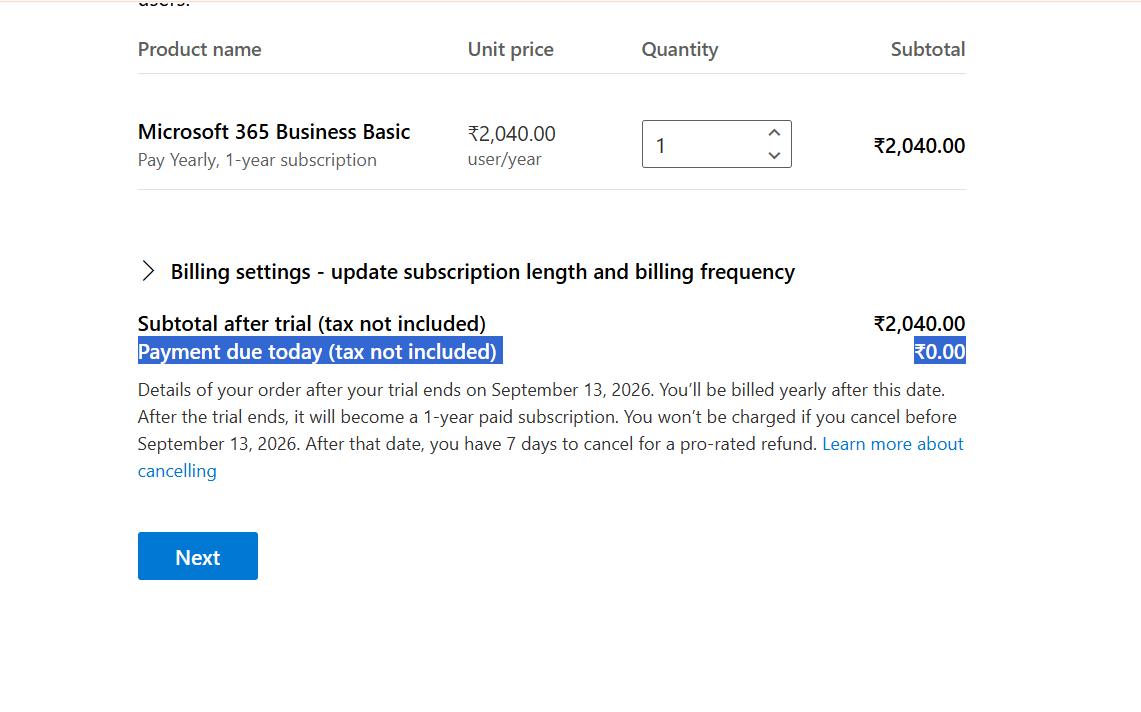 ₹0.00 due today